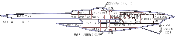 Diagram of the Sakura class's interior from the side